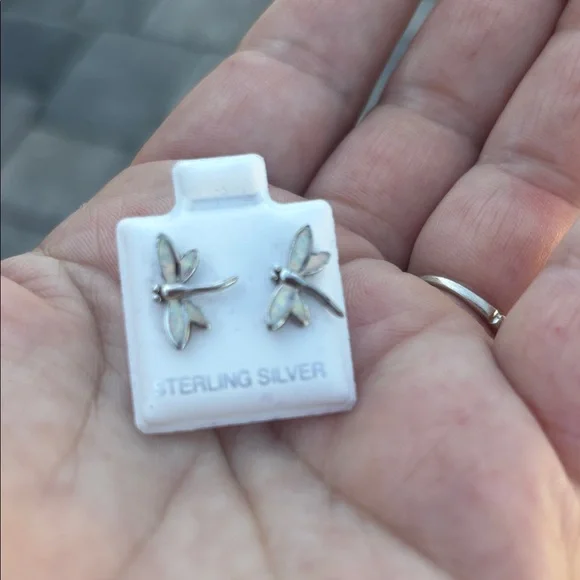 Sterling Silver Dragonfly Earrings - Picture 3 of 4